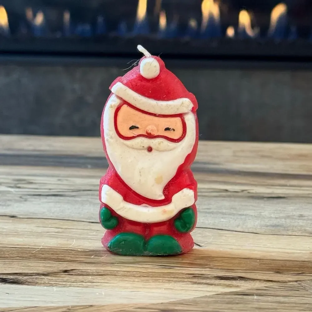 Vintage 1950s Santa Claus Candles Lot of 3, Retro Mid Century Christmas Figural